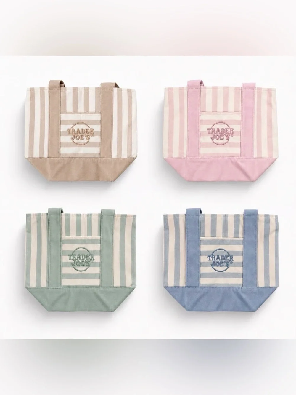 Pink Striped Canvas Tote Bag - Trader Joe’s